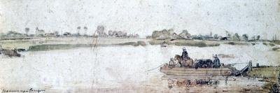 River Landscape with Rope Ferry, Early 17th Century-Hendrick Avercamp-Giclee Print