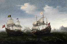 A Sea Action, Possibly the Battle of Cadiz, 1596-Hendrick Cornelisz. Vroom-Framed Giclee Print