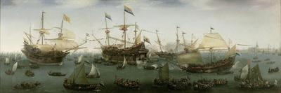 A Sea Action, Possibly the Battle of Cadiz, 1596-Hendrick Cornelisz. Vroom-Framed Giclee Print