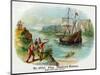 Hendrick Hudson Brand Cigar Box Label, View of Native Americans Looking at a Ship-Lantern Press-Mounted Art Print