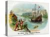 Hendrick Hudson Brand Cigar Box Label, View of Native Americans Looking at a Ship-Lantern Press-Stretched Canvas