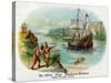 Hendrick Hudson Brand Cigar Box Label, View of Native Americans Looking at a Ship-Lantern Press-Stretched Canvas