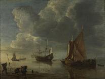 Harbor with Sailboats and Ferry Boat-Hendrick Jacobsz Dubbels-Stretched Canvas