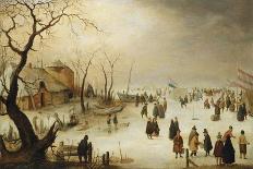 A Winter River Landscape with Figures on the Ice-Hendrik Avercamp-Giclee Print