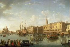 Venice: The Bacino di San Marco, with the Doge's Palace and Entrance to the Grand Canal, 1729-Hendrik Frans Van Lint-Framed Stretched Canvas