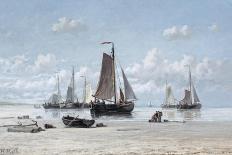 Fishing vessels on the beach, Zandvoort-Hendrik Hulk-Stretched Canvas