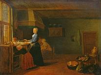 A Kitchen Interior with a Woman Peeling Potatoes Beside a Dog-Hendrik Martensz Sorgh-Giclee Print