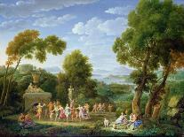 A Wooded Italianate Landscape with Nymphs Dancing, 1728 (Oil on Canvas)-Hendrik Van Lint-Framed Giclee Print