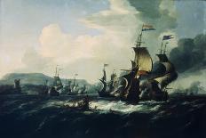 A Battle between the Dutch and Barbary Pirates near the Coast, Late 17Th Century (Oil Painting)-Hendrik van Minderhout-Giclee Print