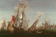 A Battle between the Dutch and Barbary Pirates near the Coast, Late 17Th Century (Oil Painting)-Hendrik van Minderhout-Giclee Print