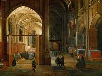 A Capriccio View of a Gothic Cathedral Interior with a Mass being Celebrated in a Side Chapel, 1630-Hendrik van Steenwyck-Framed Giclee Print