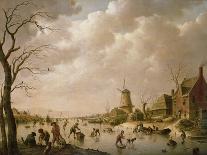 Skaters on a Frozen Canal, 1779-Hendrik Willem Schweickardt-Stretched Canvas