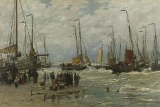 A Moored Fishing Fleet-Hendrik William Mesdag-Framed Stretched Canvas