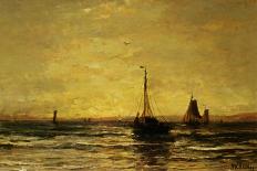 A Moored Fishing Fleet-Hendrik William Mesdag-Stretched Canvas