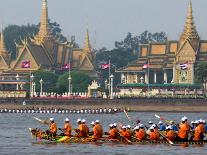 Cambodian Racers Row Their Wooden Boat-Heng Sinith-Stretched Canvas