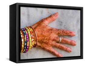 Henna Design on Woman's Hands, Delhi, India-Bill Bachmann-Framed Stretched Canvas