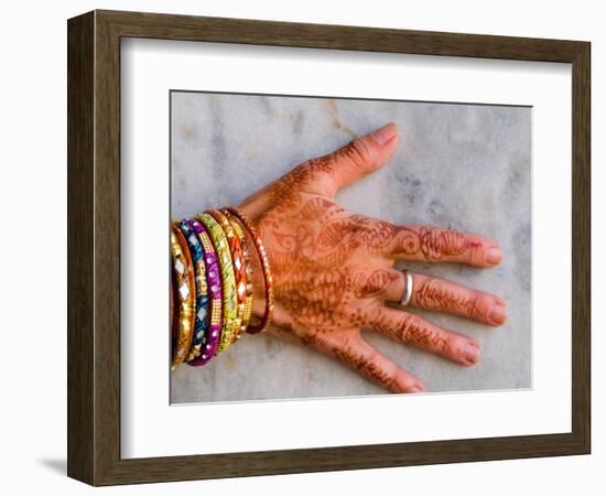 Henna Design on Woman's Hands, Delhi, India-Bill Bachmann-Framed Photographic Print