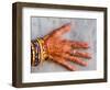 Henna Design on Woman's Hands, Delhi, India-Bill Bachmann-Framed Photographic Print