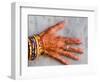 Henna Design on Woman's Hands, Delhi, India-Bill Bachmann-Framed Photographic Print