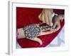 Henna Designs Being Applied to a Woman's Hand, Rajasthan State, India-Bruno Morandi-Framed Photographic Print