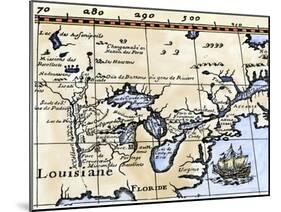 Hennepin's Map of New France and Louisiana - la Carte de la Nouvelle France, c.1683-null-Mounted Giclee Print