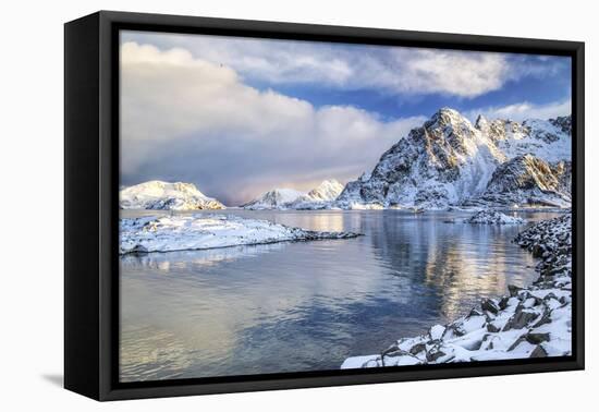 Henningsvaer Fjord. Lofoten Islands. Norway. Europe-ClickAlps-Framed Stretched Canvas