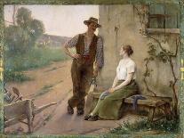 Peasant Couple in a Farmyard, 1889-Henri Adrien Tanoux-Stretched Canvas