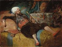 A Reclining Turk Smoking a Hookah, 1844-Henri Baron-Stretched Canvas