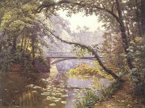 The Milieu Bridge in the Forest-Henri Biva-Framed Stretched Canvas