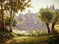 The Milieu Bridge in the Forest-Henri Biva-Stretched Canvas
