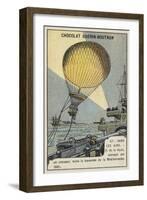 Henri De La Vaulx Attempting a Balloon Flight across the Mediterranean, Escorted by a Cruiser, 1901-null-Framed Giclee Print