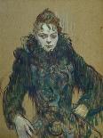 Jane Avril Leaves The Moulin Rouge-Henri de Toulouse-Lautrec-Framed Stretched Canvas