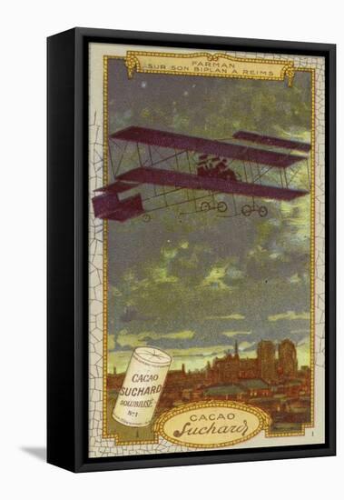 Henri Farman in His Biplane at Reims-null-Framed Stretched Canvas