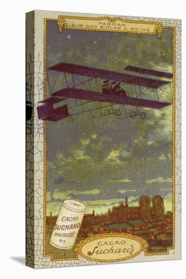 Henri Farman in His Biplane at Reims-null-Stretched Canvas