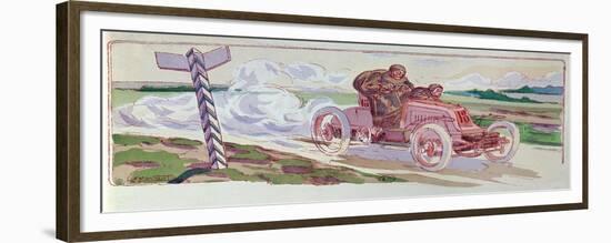 Henri Fournier in His Mors Competing in the Paris-Berlin Rally in 1901, c.1910-Ernest Montaut-Framed Giclee Print