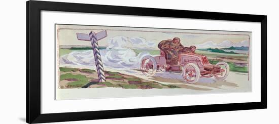 Henri Fournier in His Mors Competing in the Paris-Berlin Rally in 1901, c.1910-Ernest Montaut-Framed Giclee Print