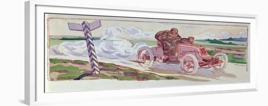 Henri Fournier in His Mors Competing in the Paris-Berlin Rally in 1901, c.1910-Ernest Montaut-Framed Giclee Print