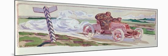 Henri Fournier in His Mors Competing in the Paris-Berlin Rally in 1901, c.1910-Ernest Montaut-Mounted Giclee Print