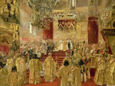 Coronation of Czar Nicolas II and Empress Alexandra Feodorowna, Church of the Assumption, Moscow.