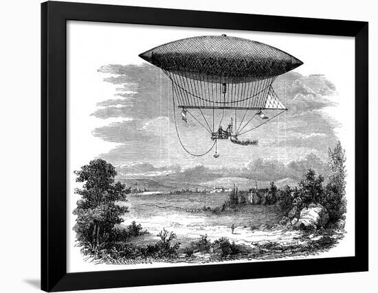 Henri Giffard's Steam Powered Steerable (Dirigibl) Airship, 1852-null-Framed Giclee Print