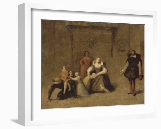 Henri IV jouant avec ses enfants-Jean-Auguste-Dominique Ingres-Framed Giclee Print