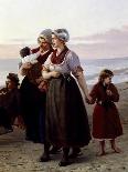 Mothers and Children, Detail from Summer on a Breton Beach-Henri-Jacques Bource-Framed Stretched Canvas