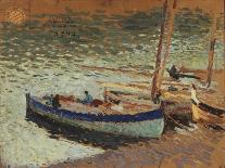 Barques au port (dos du tableau bouquet de bleuets)-Henri Martin-Giclee Print