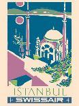 Istanbul, Turkey - Swissair - Ortaköy Mosque - Vintage Airline Travel Poster, 1951-Henri Ott-Framed Stretched Canvas