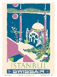 Istanbul, Turkey - Swissair - Ortaköy Mosque - Vintage Airline Travel Poster, 1951-Henri Ott-Framed Stretched Canvas