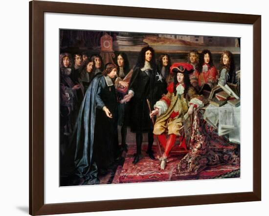 (Henri Testelin after Le Brun) Louis XIV Establishes the Academy of Science (Detail)-Charles Le Brun-Framed Giclee Print