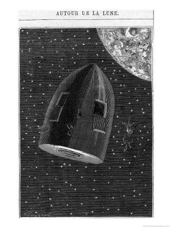 Leaving for the Moon, Illustration from "Around the Moon" by Jules Verne Paris, Hetzel