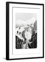 Henriette D'Angeville Crossing Crevasse on Mount Blanc in Company of Her Guides and Porters-null-Framed Giclee Print