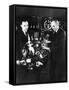 Henry and Edsel Ford with a Ford V8 Engine, C1940s-null-Framed Stretched Canvas