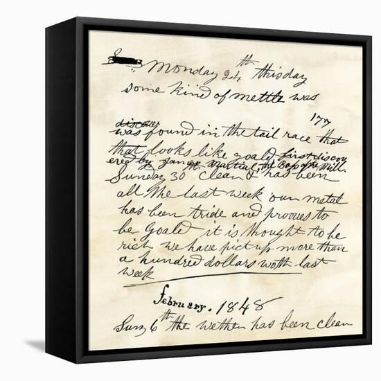 Henry Bigler's Diary Entry Marking James Marshall's Gold Discovery at Sutter's Mill, c.1848-null-Framed Stretched Canvas